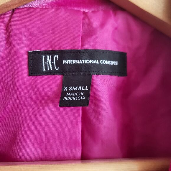 INC Bright Pink Sheen Oversized Blazer Velour Size XS - Picture 3 of 13